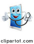 Vector Illustration of a Happy Doctor Smart Phone Wearing a Stethoscope and Holding a Thumb up by AtStockIllustration