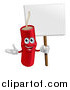 Vector Illustration of a Happy Dynamite Mascot Holding a Sign by AtStockIllustration