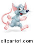 Vector Illustration of a Happy Gray Rat Running by AtStockIllustration