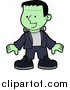 Vector Illustration of a Happy Green Frankenstein Boy Smiling by AtStockIllustration