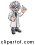 Vector Illustration of a Happy Male Scientist Holding a Test Tube and Giving a Thumb up by AtStockIllustration