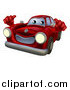 Vector Illustration of a Happy Red Car Holding Two Thumbs up by AtStockIllustration