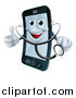 Vector Illustration of a Happy Smart Phone Wearing a Stethoscope and Holding a Thumb up by AtStockIllustration