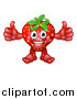 Vector Illustration of a Happy Strawberry Mascot Giving Two Thumbs up by AtStockIllustration