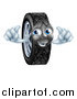 Vector Illustration of a Happy Tire Character Holding Two Thumbs up by AtStockIllustration