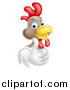 Vector Illustration of a Happy White and Brown Chicken or Rooster Giving a Thumb up by AtStockIllustration