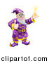 Vector Illustration of a Happy Wizard Holding a Wand and a Thumb up by AtStockIllustration