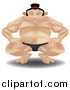 Vector Illustration of a Japanese Sumo Wrestler Crouching by AtStockIllustration