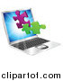 Vector Illustration of a Laptop Computer with 3d Jigsaw Puzzle Pieces by AtStockIllustration