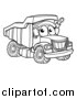 Vector Illustration of a Lineart Dump Truck Mascot Character by AtStockIllustration