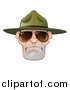 Vector Illustration of a Mad Caucasian Male Army Boot Camp Drill Sergeant Face with Sunglasses by AtStockIllustration