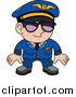 Vector Illustration of a Male Pilot in a Blue Uniform, Wearing Shades and Standing Proud by AtStockIllustration