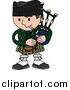 Vector Illustration of a Man Playing Bagpipes and Wearing a Kilt in Scotland by AtStockIllustration