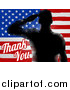 Vector Illustration of a Memorial Day Thank You Text with a Silhouetted Solder over an American Flag by AtStockIllustration