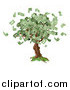 Vector Illustration of a Money Tree with Cash Falling off by AtStockIllustration