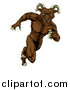 Vector Illustration of a Muscular Brown Ram Monster Man Running Upright by AtStockIllustration