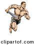 Vector Illustration of a Muscular Gladiator Running with a Sword by AtStockIllustration