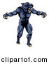 Vector Illustration of a Muscular Panther Man Mascot Attacking by AtStockIllustration