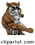 Vector Illustration of a Muscular Raccoon Man Mascot Punching from the Hips up by AtStockIllustration