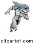 Vector Illustration of a Muscular Shark Man Mascot Running by AtStockIllustration