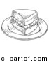 Vector Illustration of a Piece of Victoria Sponge Cake, Black and White Engraved Style by AtStockIllustration