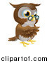 Vector Illustration of a Pointing Owl Wearing Spectacles by AtStockIllustration