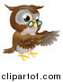 Vector Illustration of a Pointing Owl with Spectacles by AtStockIllustration