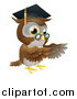 Vector Illustration of a Professor Owl Wearing a Graduation Cap and Presenting by AtStockIllustration