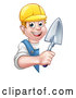 Vector Illustration of a Proud White Male Mason Worker Posing with a Trowel by AtStockIllustration