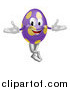 Vector Illustration of a Purple and Yellow Polka Dot Easter Egg Mascot by AtStockIllustration