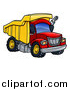 Vector Illustration of a Red and Yellow Dump Truck by AtStockIllustration