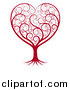 Vector Illustration of a Red Heart Tree with Swirls by AtStockIllustration