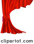 Vector Illustration of a Red Velvet Theater Curtain Pulled Back by AtStockIllustration