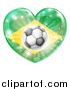 Vector Illustration of a Reflective Brazil Flag Heart and Soccer Ball by AtStockIllustration