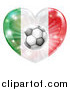 Vector Illustration of a Reflective Italian Flag Heart and Soccer Ball by AtStockIllustration