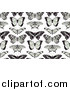 Vector Illustration of a Seamless Background Pattern of Black and Green Butterflies on White by AtStockIllustration