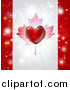 Vector Illustration of a Shiny Red Heart and Fireworks over a Canadian Flag by AtStockIllustration