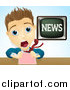Vector Illustration of a Shocked Screaming News Anchor Man by AtStockIllustration