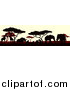 Vector Illustration of a Silhouetted African Animals and Trees at Sunset by AtStockIllustration