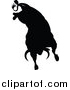 Vector Illustration of a Silhouetted Black Bull Bucking by AtStockIllustration