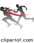 Vector Illustration of a Silhouetted Female Runner Beating a Man to the Finish Line by AtStockIllustration