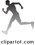 Vector Illustration of a Silhouetted Male Runner Breaking Through the Finish Line by AtStockIllustration