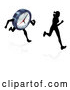 Vector Illustration of a Silhouetted Woman Racing a Clock Character by AtStockIllustration
