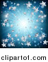 Vector Illustration of a Silver and Blue Star Burst Background by AtStockIllustration