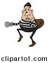 Vector Illustration of a Sketched Cartoon Caucasian Male Burglar Shining a Flashlight by AtStockIllustration