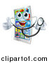 Vector Illustration of a Smart Phone Mascot Holding a Thumb up and Wearing a Stethoscope by AtStockIllustration