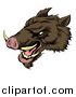 Vector Illustration of a Snarling Aggressive Razorback Boar Mascot Head by AtStockIllustration