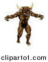 Vector Illustration of a Snarling Brown Bull Man Minotaur Monster Mascot Attacking by AtStockIllustration