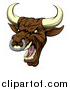 Vector Illustration of a Snarling Vicious Mad Brown Bull Mascot Head by AtStockIllustration