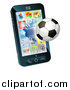 Vector Illustration of a Soccer Ball Flying Through and Breaking a Smart Cell Phone Screen by AtStockIllustration